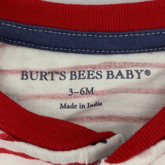 Burt's‎ Bee Baby Stars N Stripes Organic Baby Henley Romper Size 3-6M NWT - Picture 7 of 10